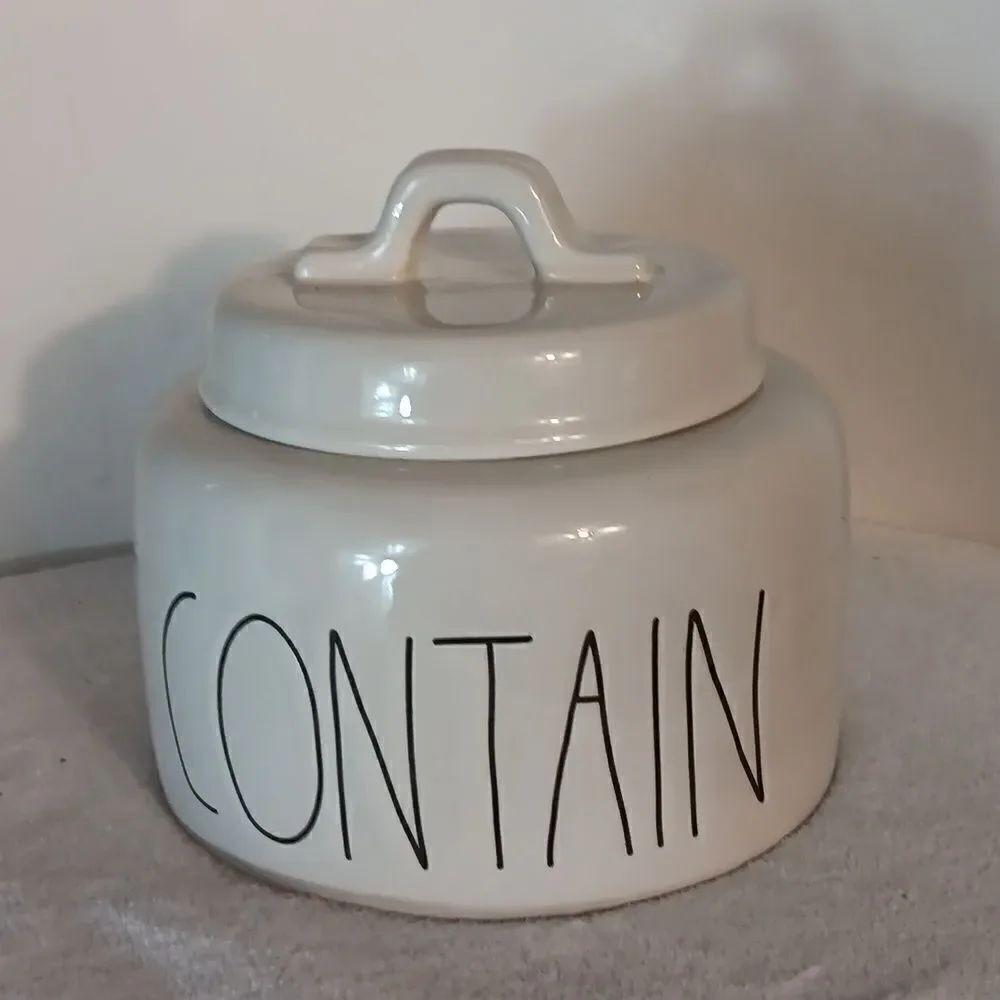 Rae Dunn "CONTAIN" Ceramic Canister w/Lid